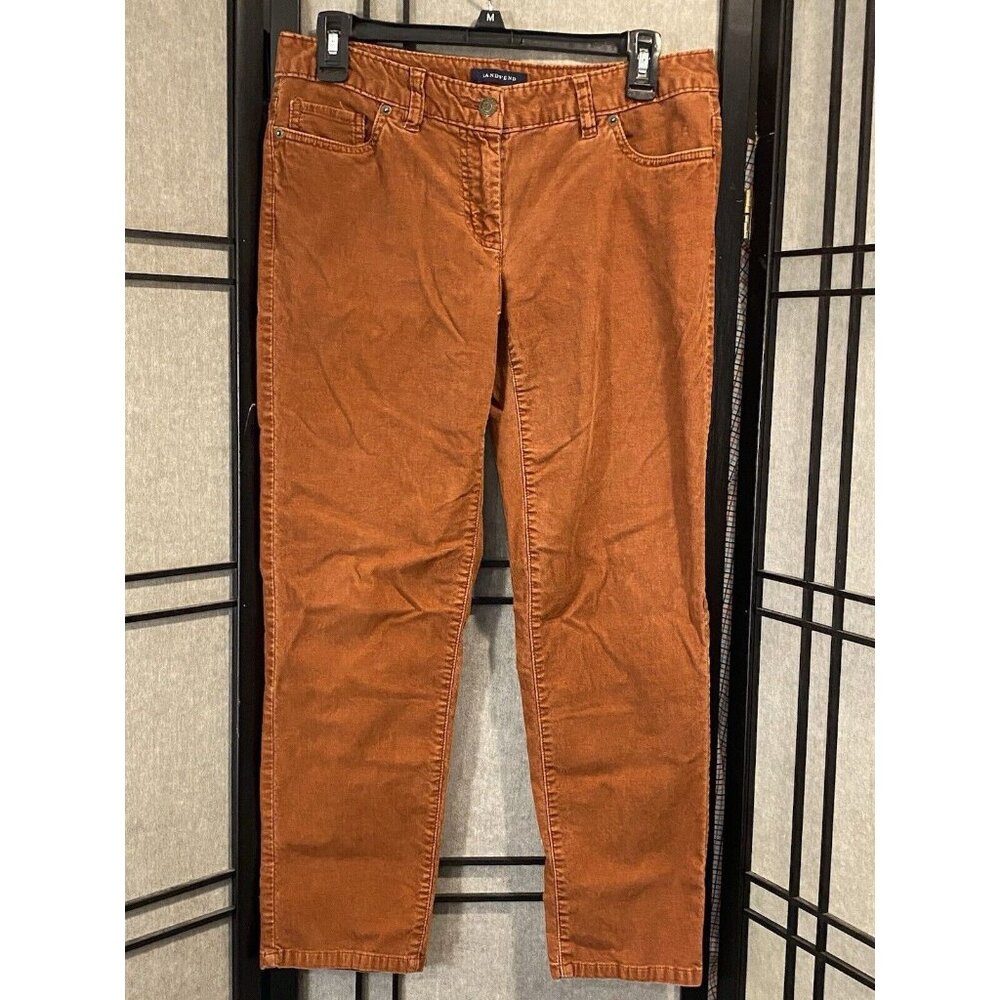 Lands End Corduroy Pants Midrise Straight Leg Womens Size 4 Fit 1 Burnt Orange